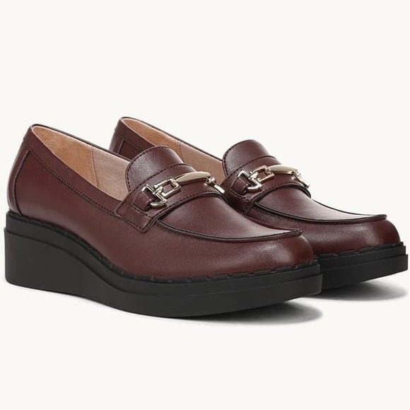 LifeStride Shoes - LifeStride Dolce Bit Wedge Loafer Wine Red Faux Leather Womens Sz 9.5 W WIDE New